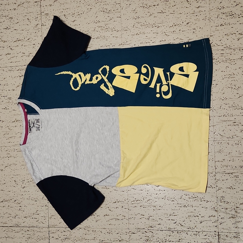 Triple Five Soul Color Block Spellout Crewneck T Shirt Vintage Y2K